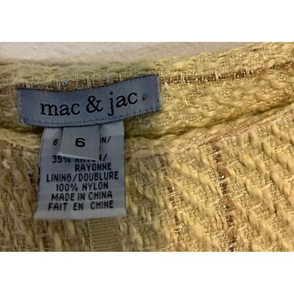 Mac & Jac Womens Yellow A-Line Tweed Skirt Size 6 Bow Accents - Picture 5 of 10